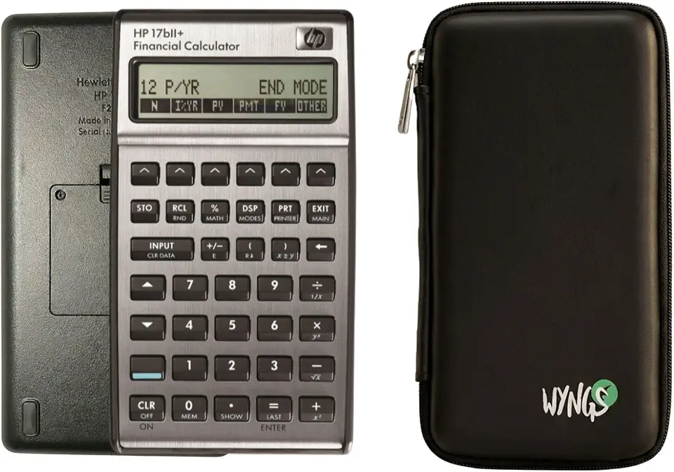 Calculadora financeira HP 17BII+ - 17B II Plus + capa protetora WYNGS preta