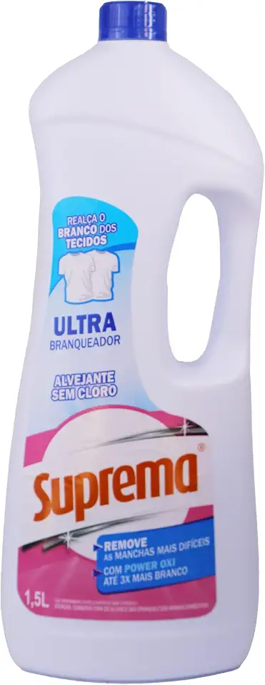 Alvejante sem Cloro 1.5L Branqueador/Roupas Brancas, Suprema