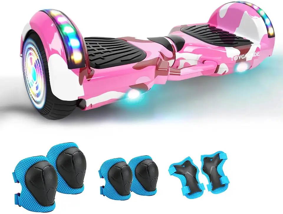 Hoverboard Elétrico FINYQBET, 4400 mAh, Roda 6.5", Autobalanceamento, Bluetooth, LED, 15km/h, 120kg Carga Máxima, Rosa