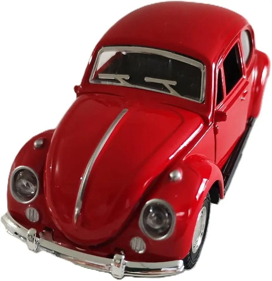 Fusquinha Clássico 1:32 Miniatura Coleção, Carrinho de ferro abre portas e capô, Com fricção,12 CM (Vermelho)