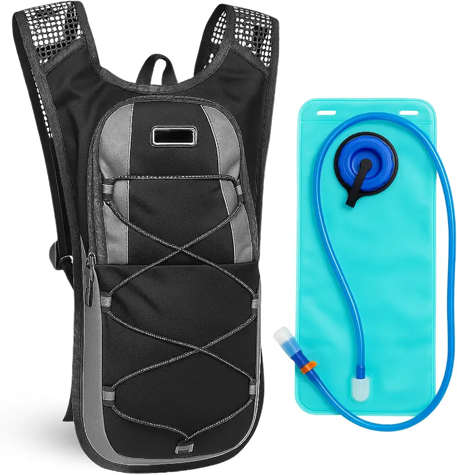 Mochila de Hidratação 2L com Bolsa D'água, Sistema de Hidratação TPU + PVC, 47 x 25 cm, Ideal para Trilhas e Ciclismo