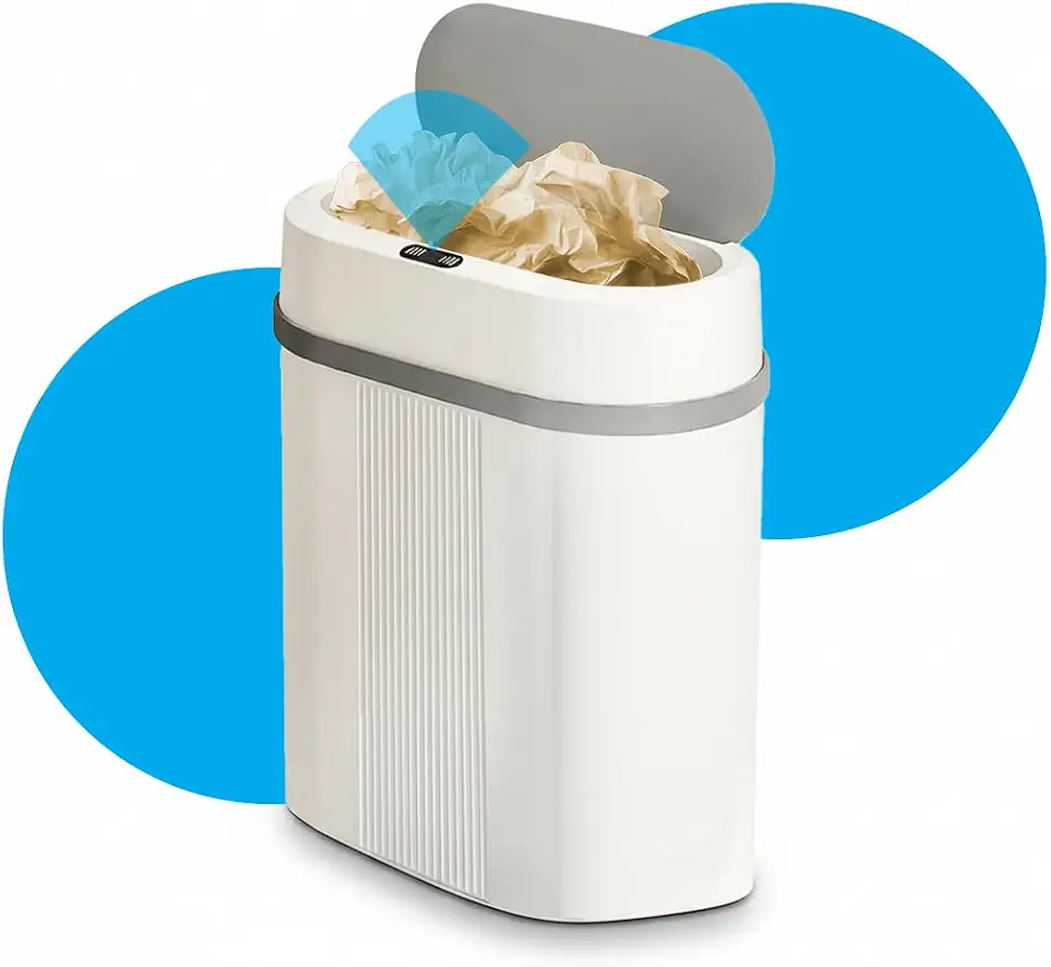 Lixeira Inteligente Automática com Sensor de Aproximação, 12 Litros, Branca, para Banheiro, Cozinha, Escritório, Sala de Estar