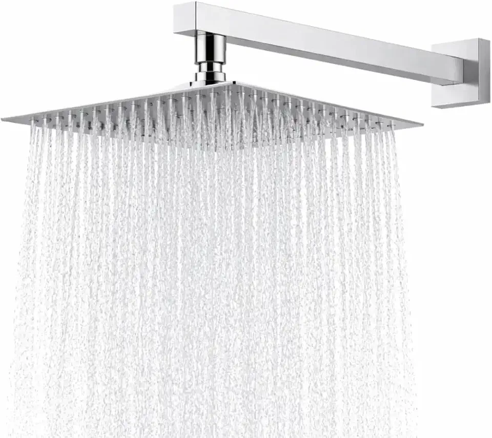 Chuveiro Ducha Para Interna e Externa em Aço inox 304 20x20 Alta Pressão Para Piscina banheiro Jardim Ducha Design Moderno Resistente e Sofisticado Anticorrosivo (Prata)