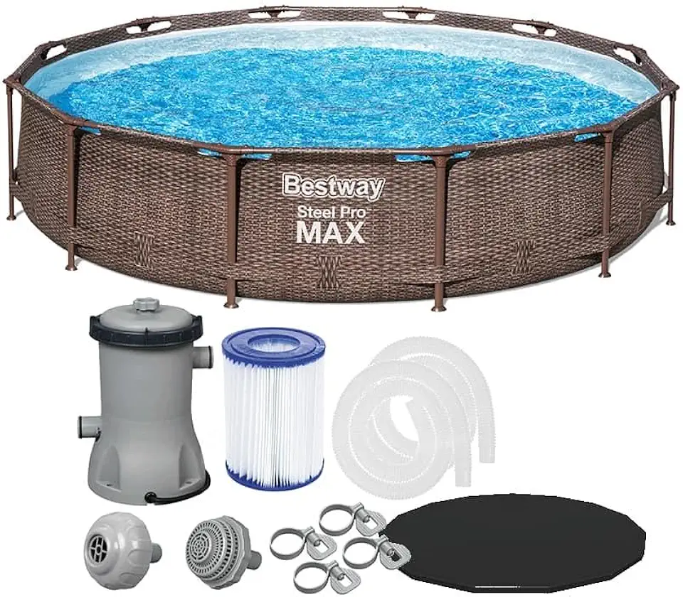 Piscina Estrutural 6.473 Litros Deluxe Circular + Bomba Filtrante 220V + Capa + Forro Bestway