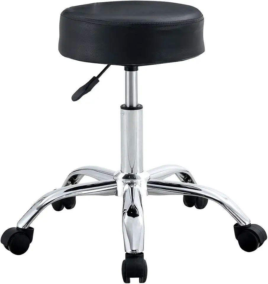 Cadeira Giratória Mocho, Ajuste de Altura e Rodízios - Ideal para Estética, Manicure, Tatuagem, Odontologia e Uso Doméstico - Preta