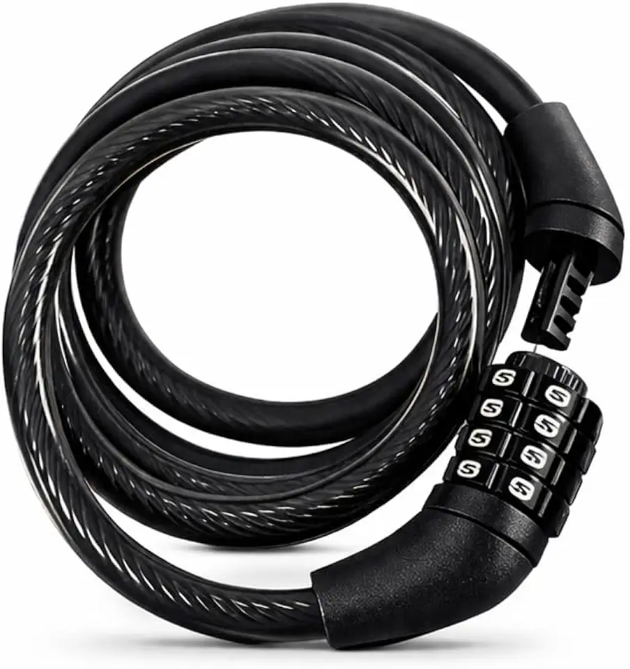 Cadeado Cabo de Aço Reforçado 8mm com Senha Numérica de 4 Dígitos, 100cm, para Bicicletas, Motos e Scooters