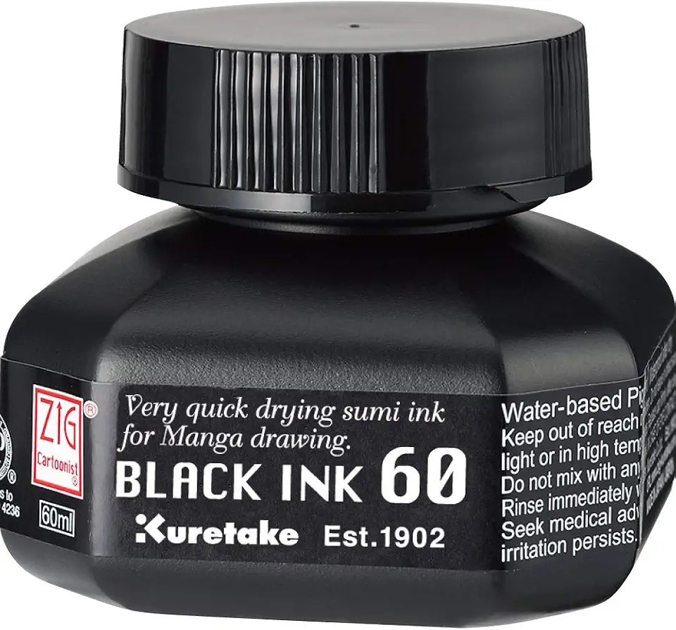 Tinta Nanquim Cartoonist Black Ink Zig Kuretake 60ml