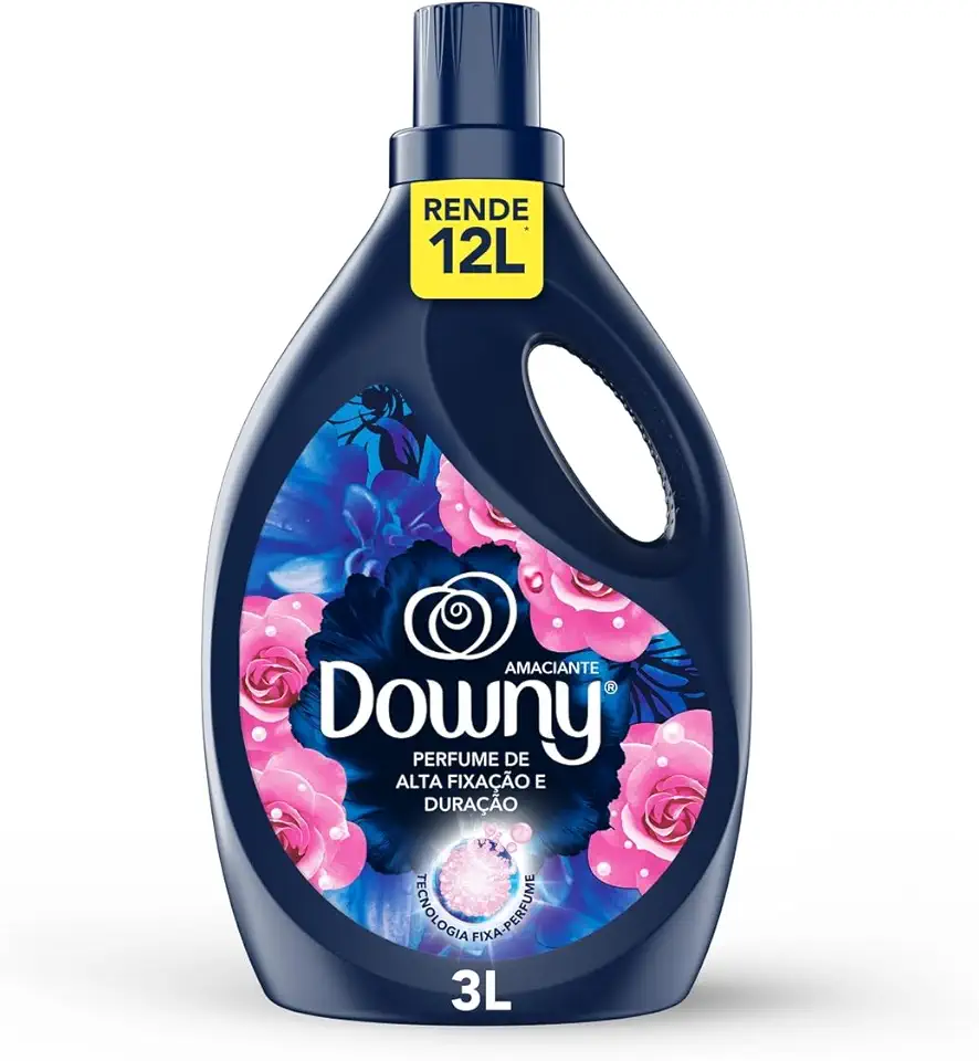 Downy Amaciante Concentrado Brisa Intenso 3L, Rende 12L, Perfume Intenso com Notas de Rosas e Frutas Vermelhas
