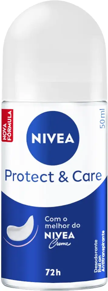 NIVEA Desodorante Antitranspirante Roll-on Protect & Care 50ml, Proteção 72h, Cuidado Suave, Axilas Protegidas
