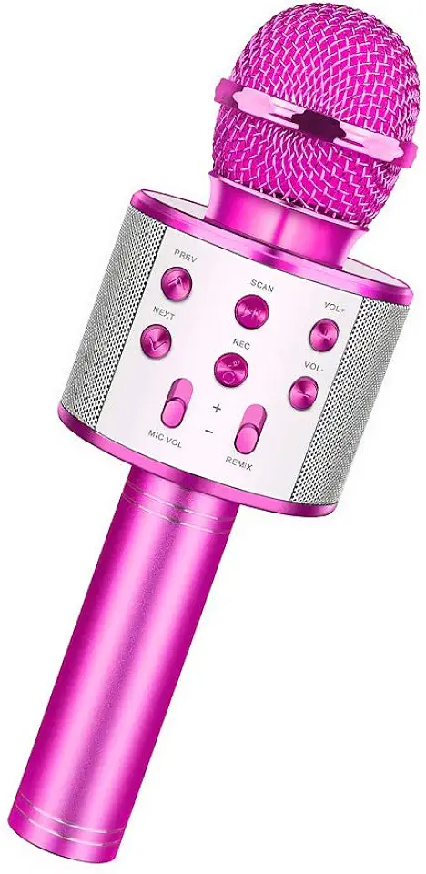 Microfone de karaokê Bluetooth sem fio, microfone recarregável para crianças, máquina de karaokê, alto-falante de karaokê profissional portátil para casa KTV festa de aniversário infantil