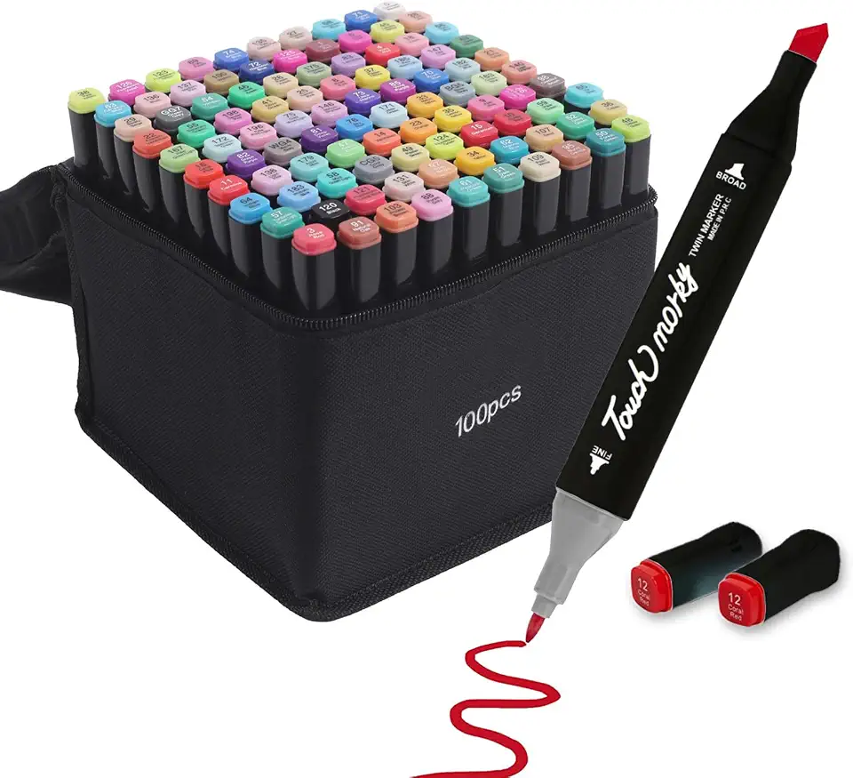 Caneta Marcador para Colorir Desenho Professional, Pontas Duplas, Codificados por Cores,Caixa de Bônus marcadores artisticos de Arte para Estudantes Adultos Artistas Desenho Colorir Desenho