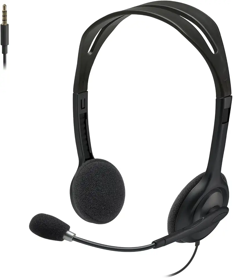 Headset com fio Logitech H111 com Microfone com Redução de Ruído e Conexão 3,5mm