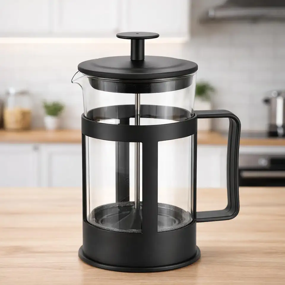 Cafeteira Prensa Francesa 600ml Vidro Borossilicato Manual Inox Café Encorpado Chá Espuma de Leite Pressca Cremeira Portátil Elegante Resistente Alta Temperatura Limpeza Fácil Sustentável
