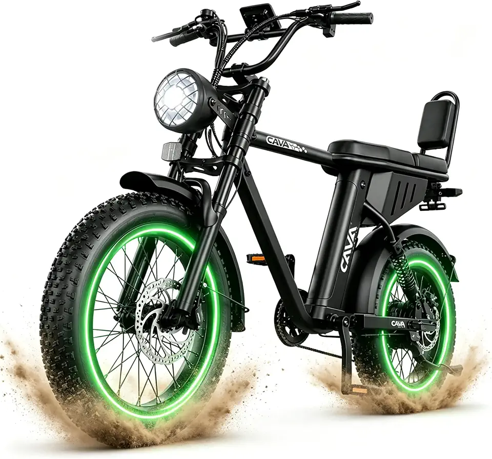 AE8 Bicicleta Elétrica para Adultos 1000W, Bateria de Lítio Removível 48V 15Ah, Autonomia até 80km, Velocidade Máx. 32km/h, Freio a Óleo, Câmbio Shimano 7 Velocidades