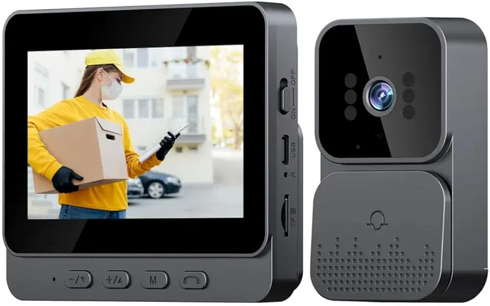Campainha Inteligente Sem Fio com Vídeo Porteiro, Intercom de Áudio e Visão Noturna, Tela IPS 4.3”, Ângulo de 120°, Vídeo Porteiro Bidirecional Residencial Interno E Externo (M10)