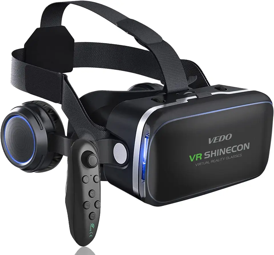 Oculos VR, Fone de Ouvido Virtual Reality 3D, Capacetes de Cabeça para TV, Filmes e Jogos de Vídeo Compatível Com Android, Suporte 4,7-6,53 Polegadas Com Controle Remoto