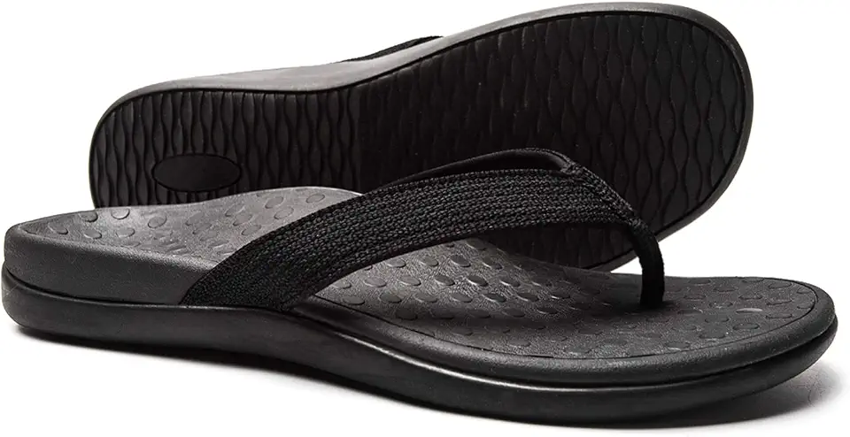 LLSOARSS Sandália de pé para fascite plantar com suporte de arco - Melhor chinelo ortopédico para pés planos, dor no calcanhar - para mulheres, Preto, 38