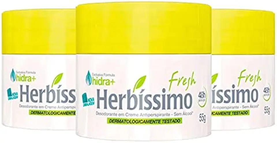 Kit Desodorante Creme Herbíssimo Fresh 55g - 3 Unidades