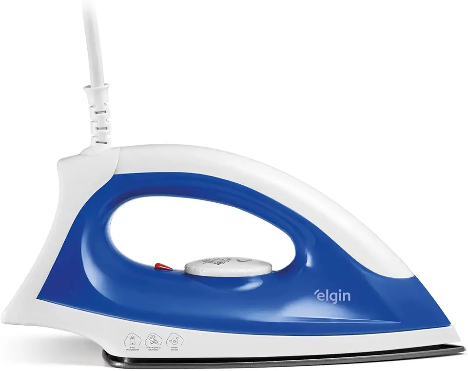 Ferro de Passar a Seco Iron Force Elgin Super Leve Branco e Azul Base Antiaderente 220V