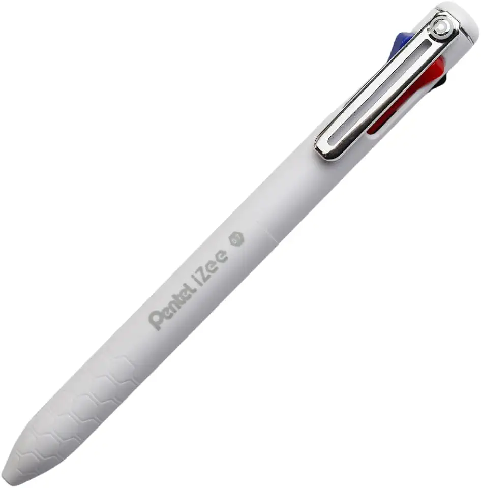 Pentel Caneta Esferográfica iZee 0.7mm 4 Cores Tintas Verde Preto Vermelho e Azul Claro Corpo Branco SM/BXC467W