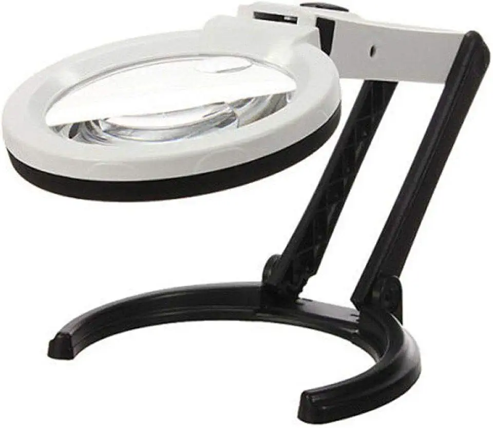 Lupa De Mesa Bancada 10 Leds Lente 120mm pilhas e bivolt CBR03549 - Commerce Brasil