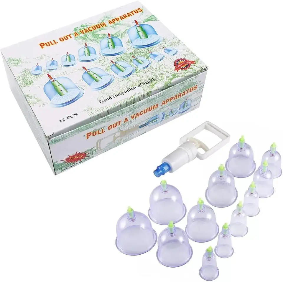 Kit de Ventosas para Massagem Terapêutica, 12 Copos, Sucção para Ventosaterapia