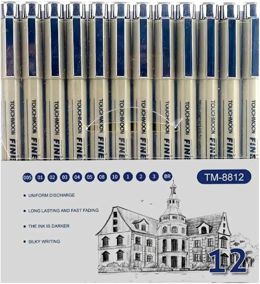 Kit 12 Canetas Nanquim Profissional para Lettering Mangá Brush Desenho Técnico Artístico Caligrafia