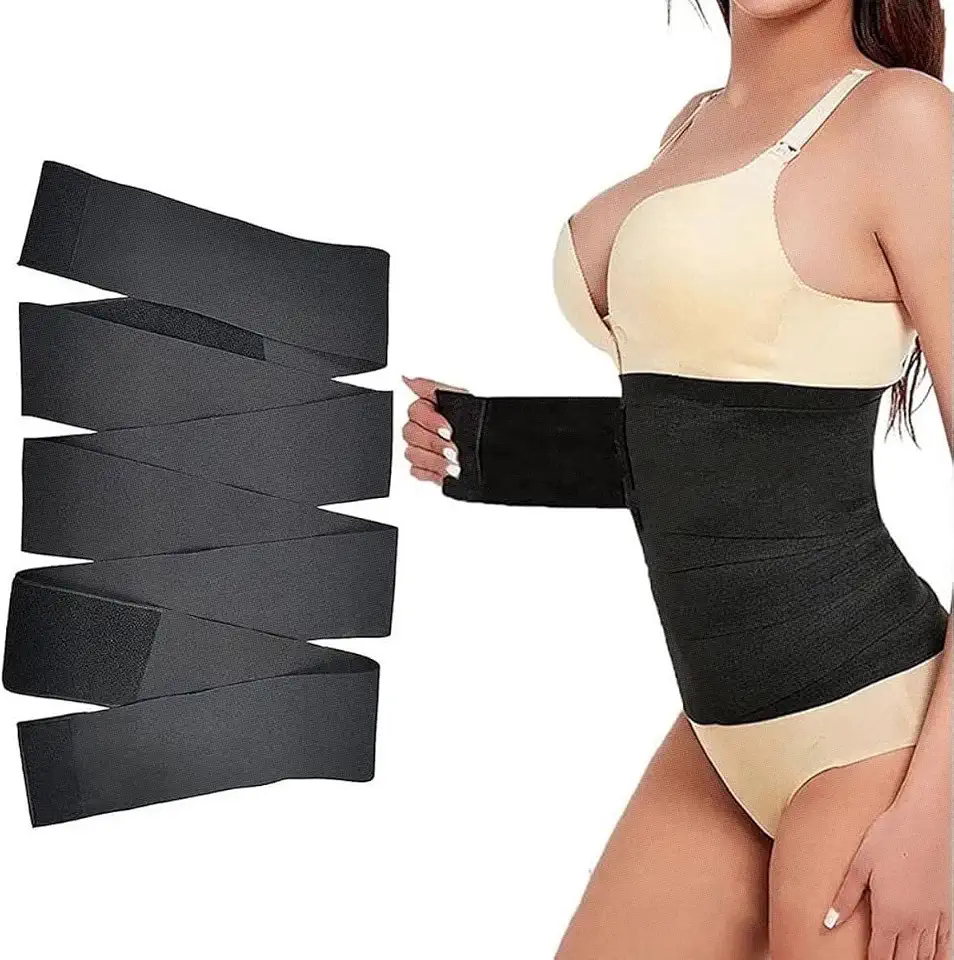 Waist Training Corset Cinta Modeladora Redutora de Medidas 3m Ajustável – Faixa Bandagem para Cintura e Abdômen, Suporte Lombar, Pós-Parto e Modelagem Corporal