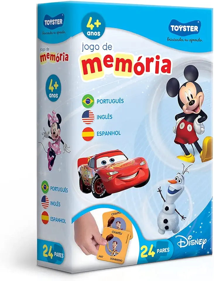 Toyster - Jogo da Memória Disney - Trilíngue (Português, Inglês e Espanhol)