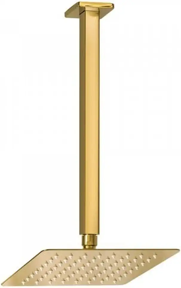 Ducha Chuveiro 20x20 De Teto Inox Com Braço 30 Cm Dourada