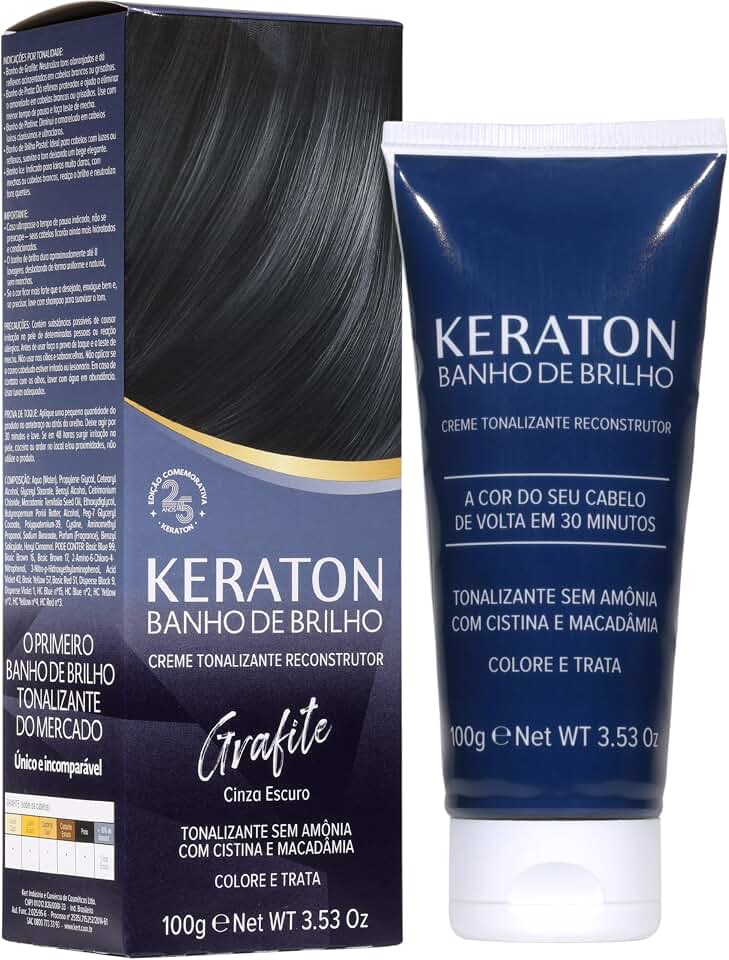 Keraton Tonalizante Banho de brilho 100g Grafite Cinza Escuro