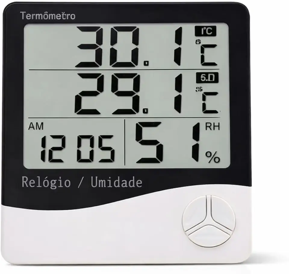 Termohigrômetro Digital Medidor Umidade e Temperatura Com Sensor Externo e Calibração