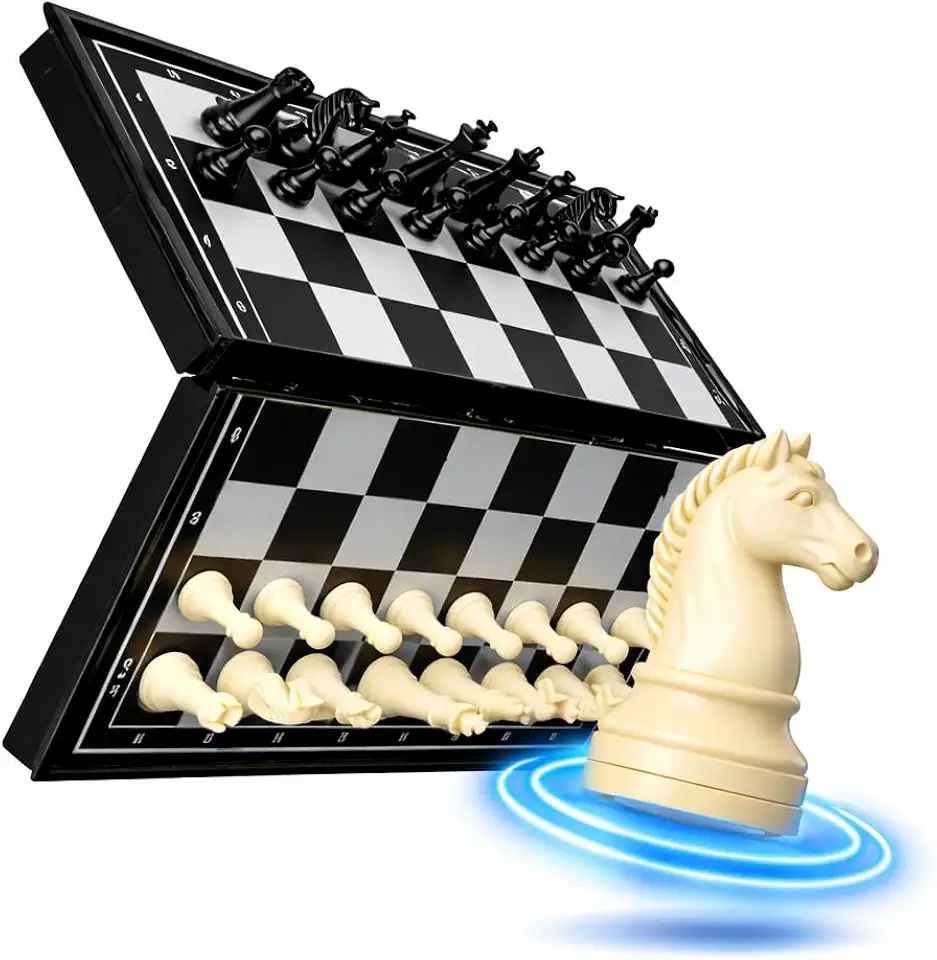 Xadrez Magnético Grande 31x31cm Tabuleiro Dobrável com Peças Magnéticas – Jogo de Xadrez Portátil com Armazenamento Interno – Jogo de Estratégia para Adultos e Crianças, Ideal para Viagem e Família