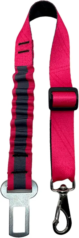 Cinto de Segurança Pet Universal com Sistema de Amortecimento, Ajustável 48-72cm, Mosquetão Giratório com Trava de Segurança para Veículos (rosa)