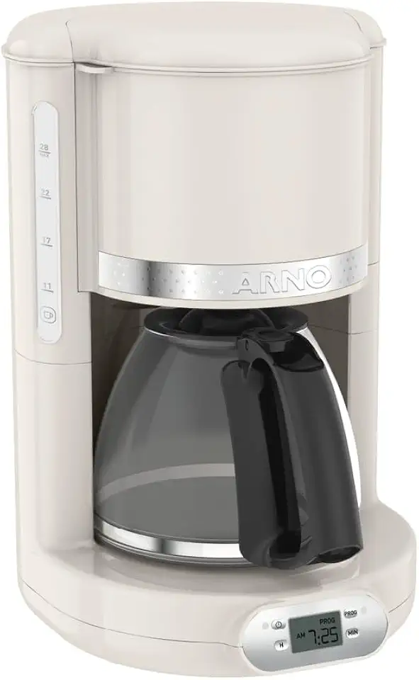 Cafeteira Elétrica Arno Soleil Marfim 1,25L SFCM, Design Retrô, Programável, Corta Pingos, Jarra de Vidro, 110V