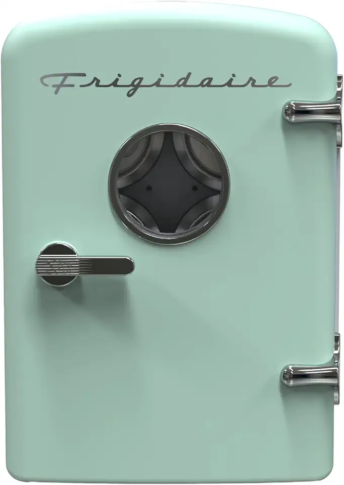 Frigidaire Mini refrigerador de geladeira pessoal, capacidade de 3,5 L para seis latas, incluindo plugue para saída de casa e carregador DC, 25 cm D x 18 cm L x 26 cm A