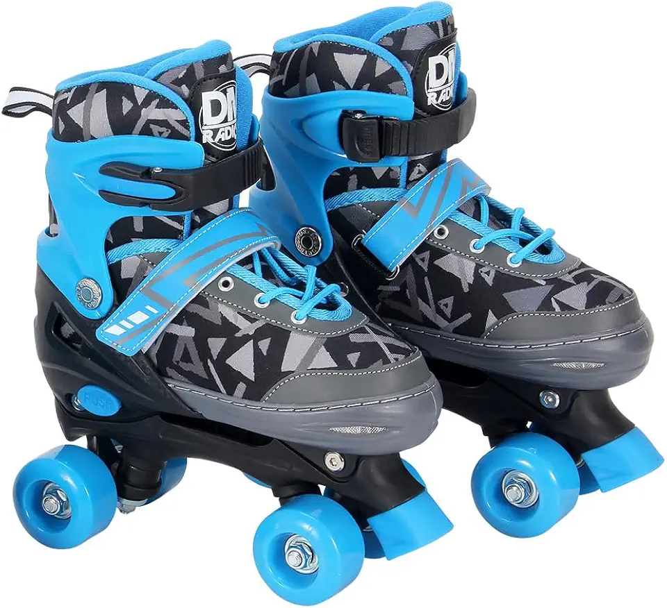 Patins Roller Ajustável Cadarço com Acessórios Azul 34-37 DM Radical