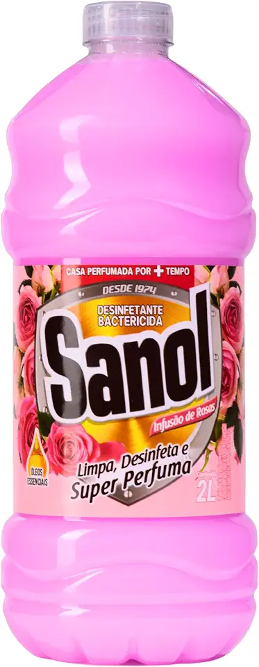 Sanol Desinfetante Líquido Para Uso Geral Infusão De Rosas 2 Litros Rosa
