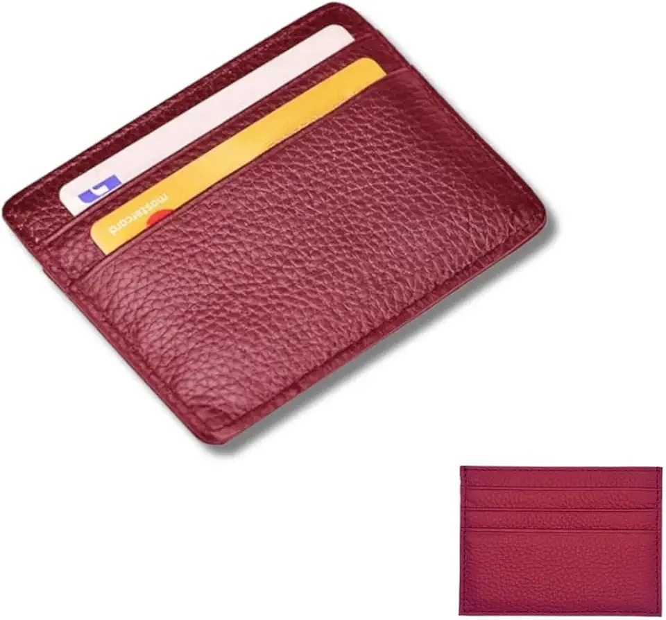 Carteira Slim, Porta Cartão e CNH, Couro, Múltiplos Compartimentos Premium, Vermelho Escuro
