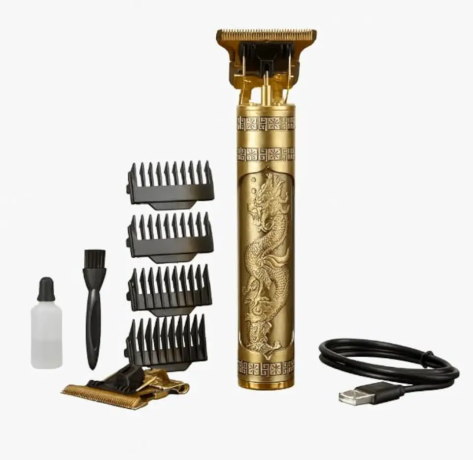 Máquina de Cortar Cabelo e Barbeador Elétrico Recarregável, Aparador de Cabelo e Barba, Sem Fio, com 4 Alturas de Corte e Bateria Duradoura