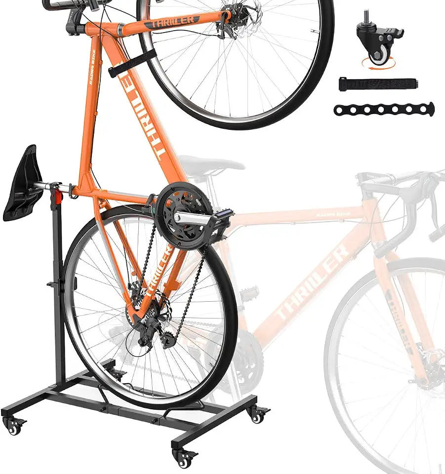 Lunies Suporte Vertical Para Bicicletas, Suporte de Chão Independente Que Economiza Espaço, com Altura Ajustável Para Rodas de Até 29 Polegadas, Suporte Para Armazenamento de Bicicletas Em Ambientes