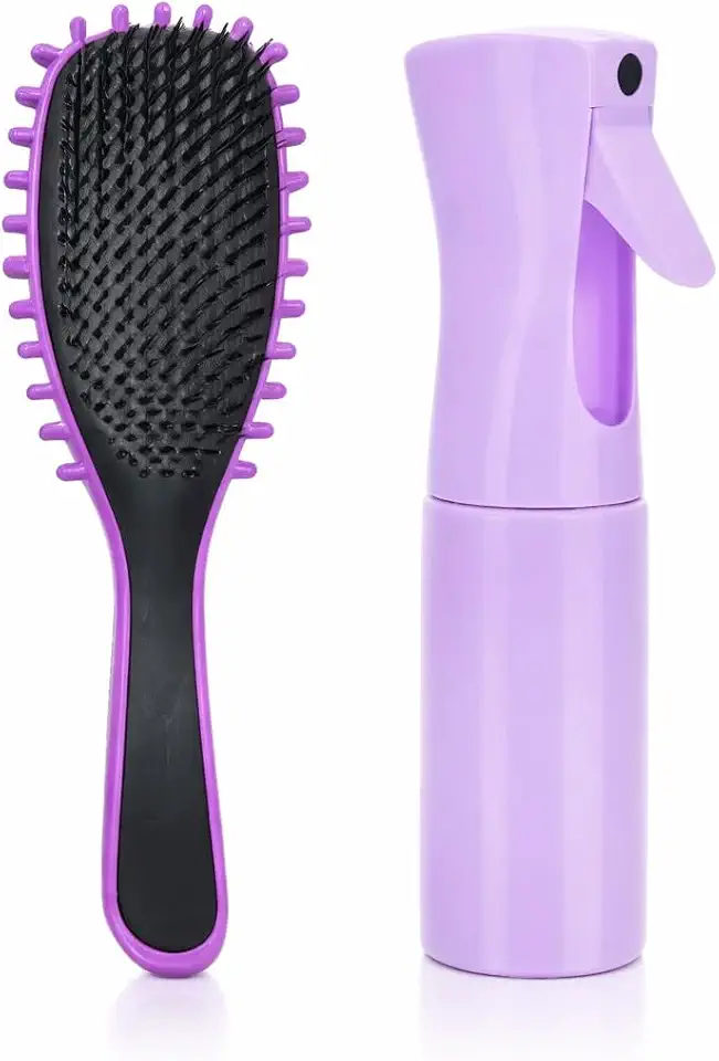 Conjunto de Escova para Cabelo Ondulado com Cerdas e Frasco Borrifador Spray, 2 Peças