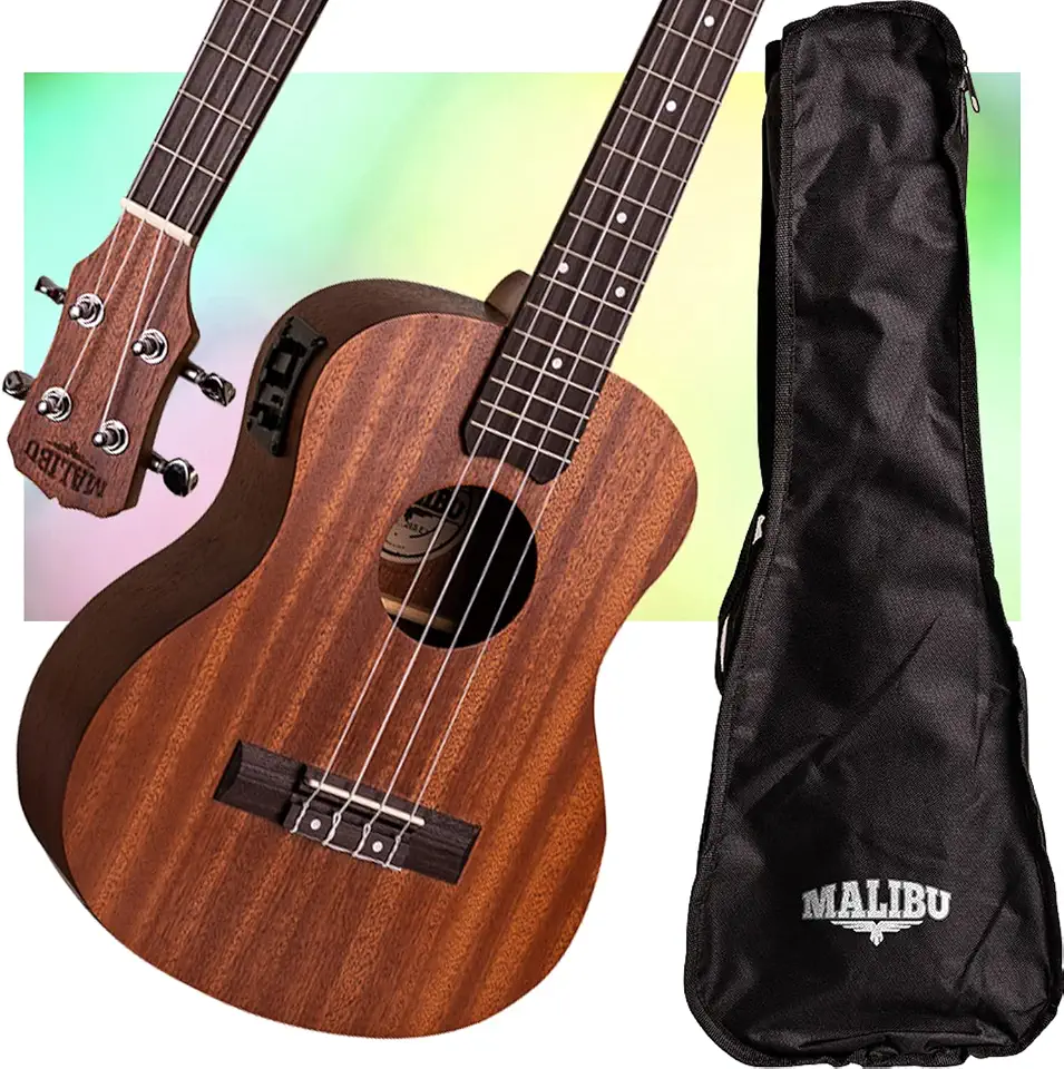 Ukulele Malibu Elétrico Tenor 26SE Natural Blindado Com Capa