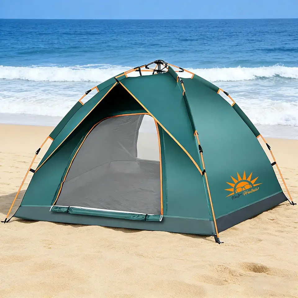 New Hawaii Barraca de Camping 3-4 Pessoas Impermeável com Mosquiteiro, Automático Fácil de Monta