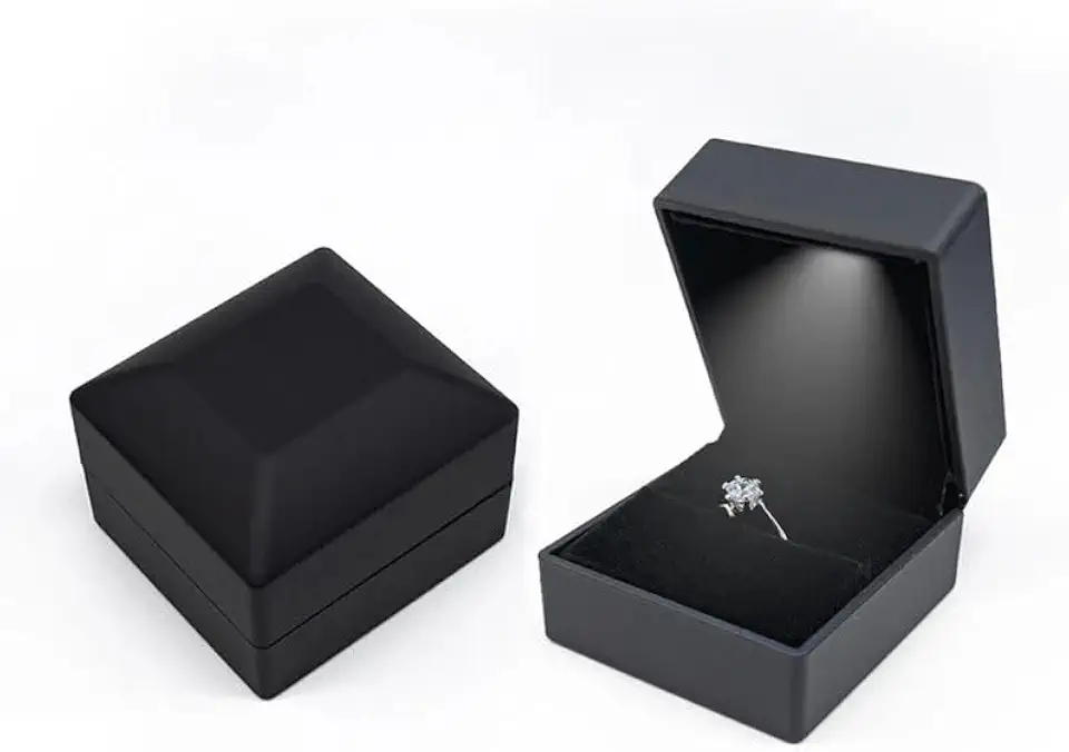Caixa De Presente Colar Anel Com Pingente De LED de luxo, Caixa De Joias De Veludo Organizador Para Pedido De Casamento, Casamento, Aniversário, Dia Dos Namorados