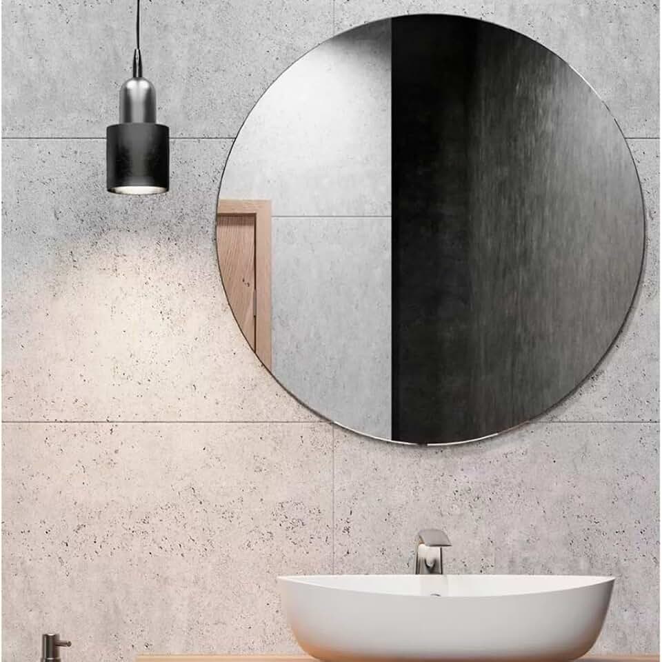 Espelho Redondo Decorativo 30cm Vidro Lapidado Para Banheiro Quarto Sala