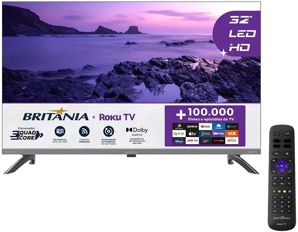 Smart TV 32" Britânia B32KRA Roku TV