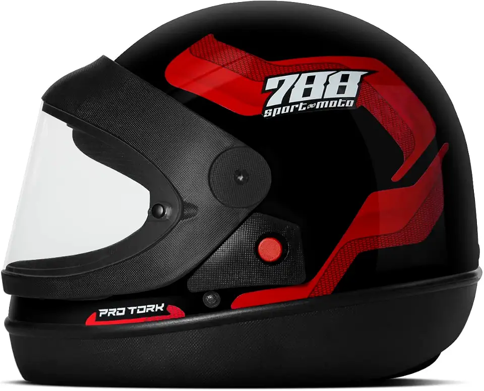 CAPACETE FECHADO PRO TORK SPORT MOTO 788 PRETO - VERMELHO TAM. 56