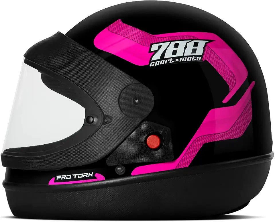 CAPACETE FECHADO PRO TORK SPORT MOTO 788 PRETO - ROSA TAM. 58
