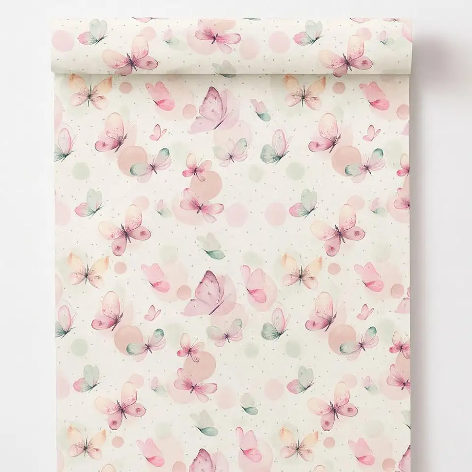 Papel de Parede Decorativo Borboletas Rosa Autocolante, 5m x 45cm para Sala Quarto Cozinha